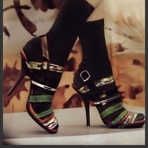 DRIES VAN NOTEN Multicolor Strap Sandals • Size 7.5/ 37.5 Brown/Green • RARE